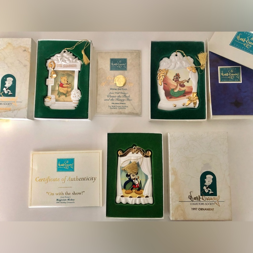 Set 3 Vintage Walt Disney Ornaments Collection